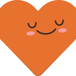 Cute orange cartoon heart with happy smiling face