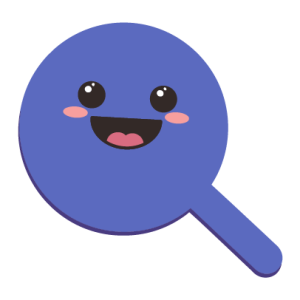 Cute kawaii blue magnifying glass with happy face