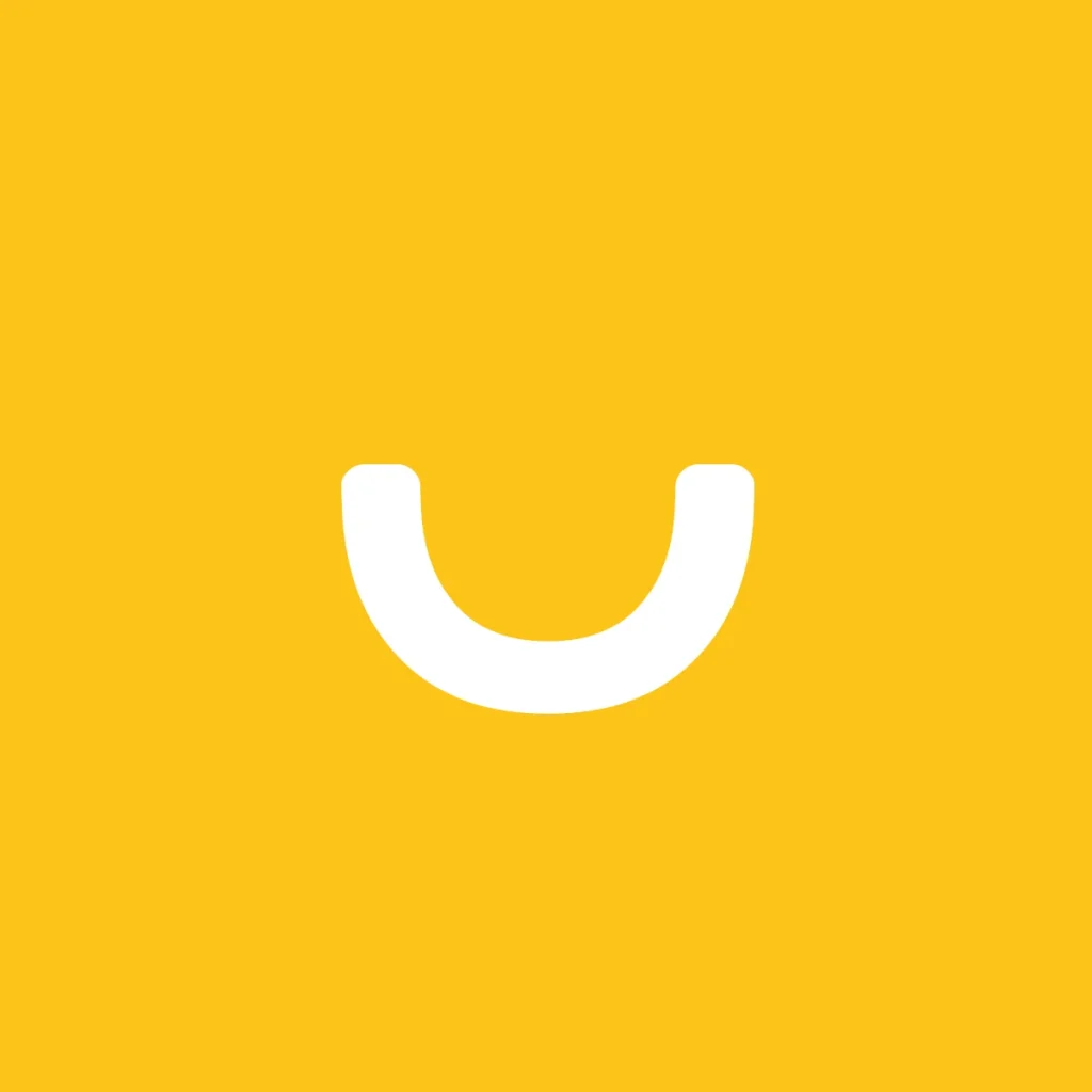 Smile.io logo, a white smile curve on a yellow square