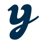 YITH logo, a dark navy script letter y